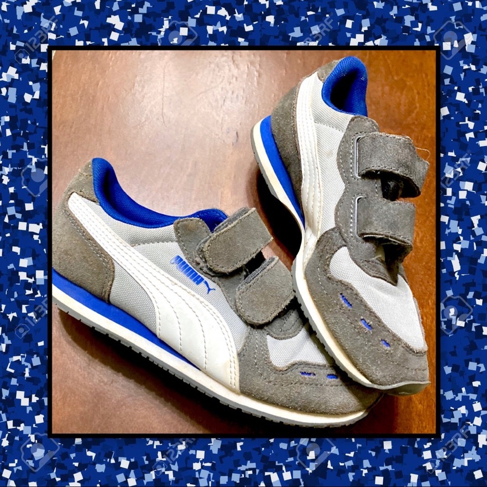 Boys classic blue/grey Velcro Puma sneakers